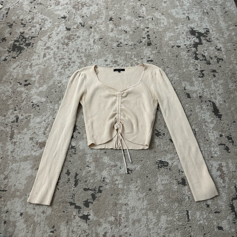 Love Tree Cream Ribbed Sweater Top Size Medium